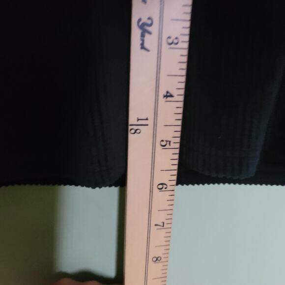 Modcloth Ribbed‎ Velour Dress Size 1X Black Short Sleeve High Neck Fitted Sheath - Picture 8 of 8